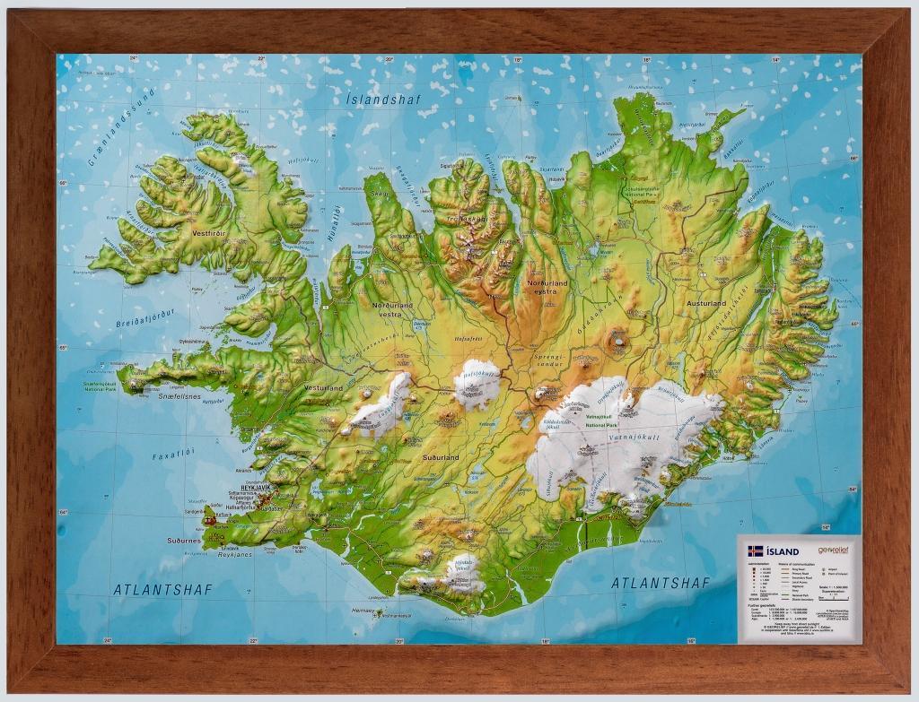 Relief Island klein 1:1.500.000 Holzrahmen