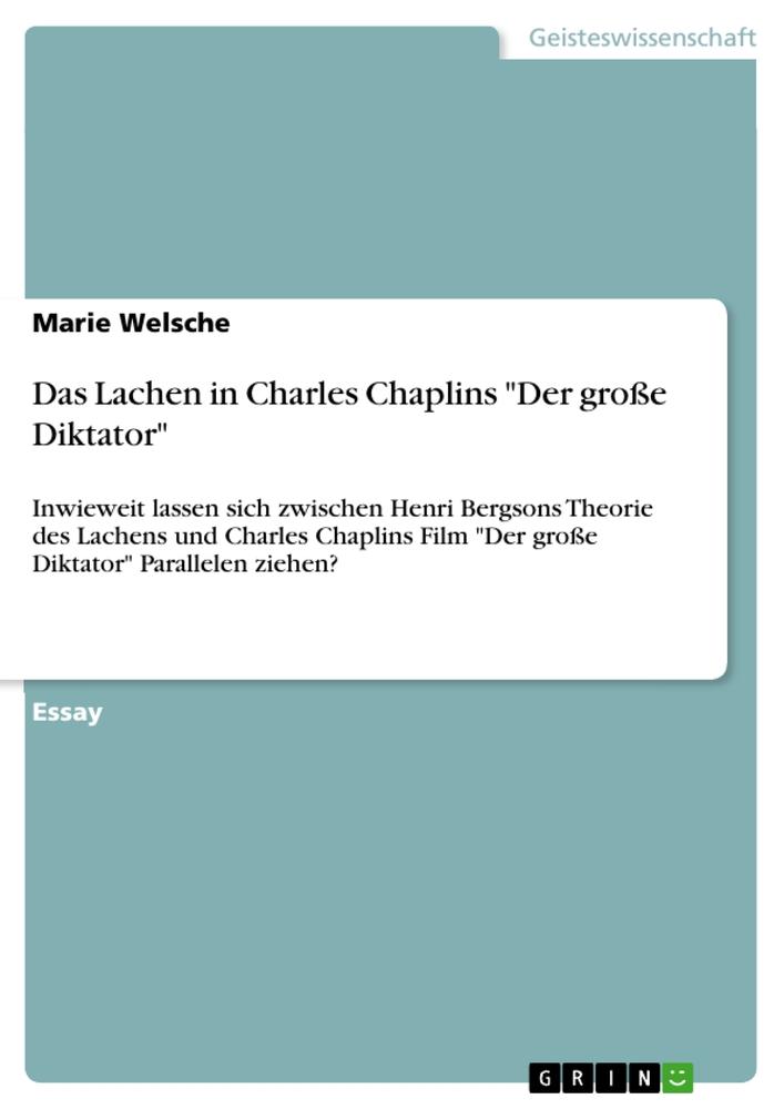 Das Lachen in Charles Chaplins "Der große Diktator"