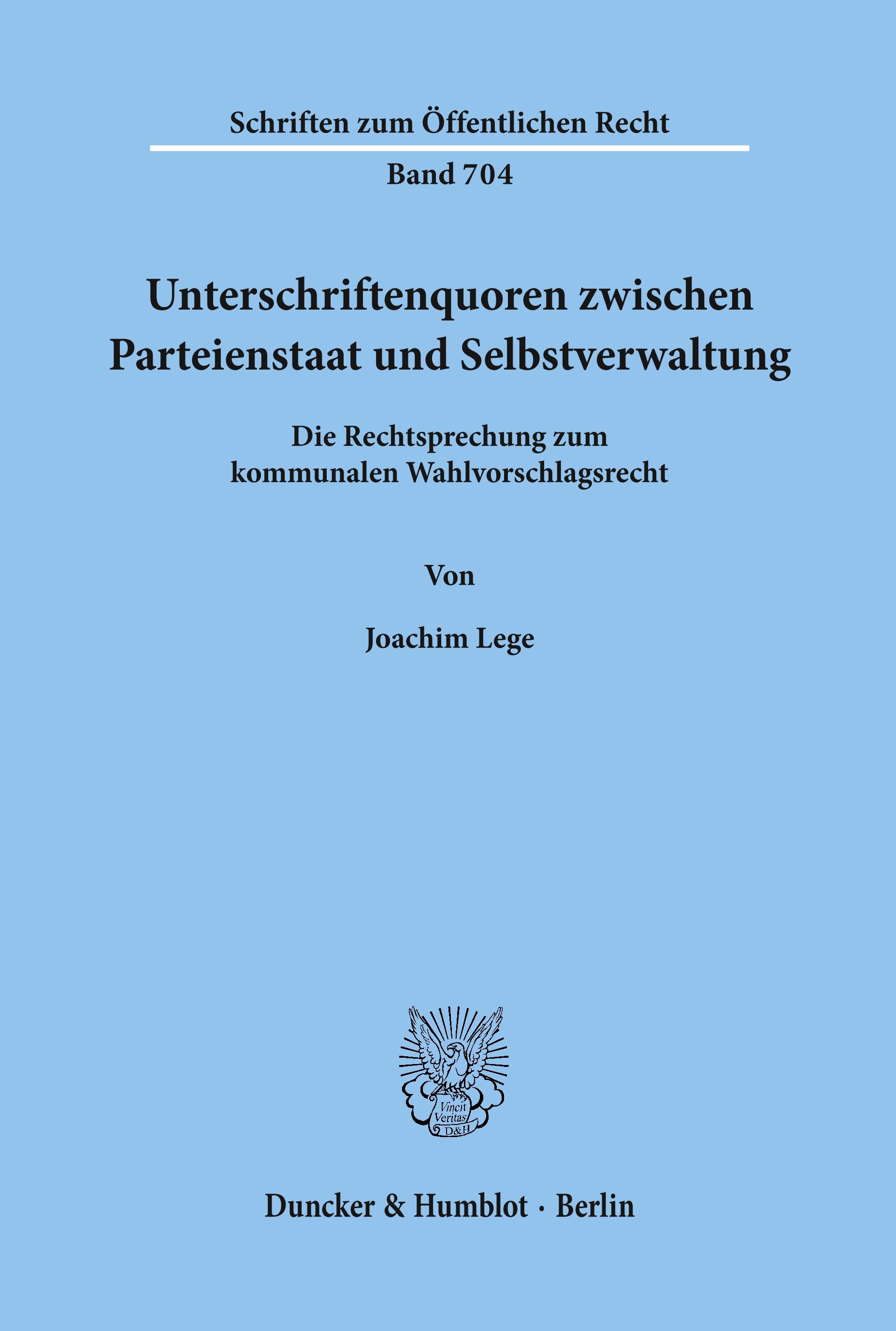 Unterschriftenquoren zwischen Parteienstaat und Selbstverwaltung.