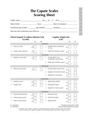 The Capute Scales Scoring Sheets