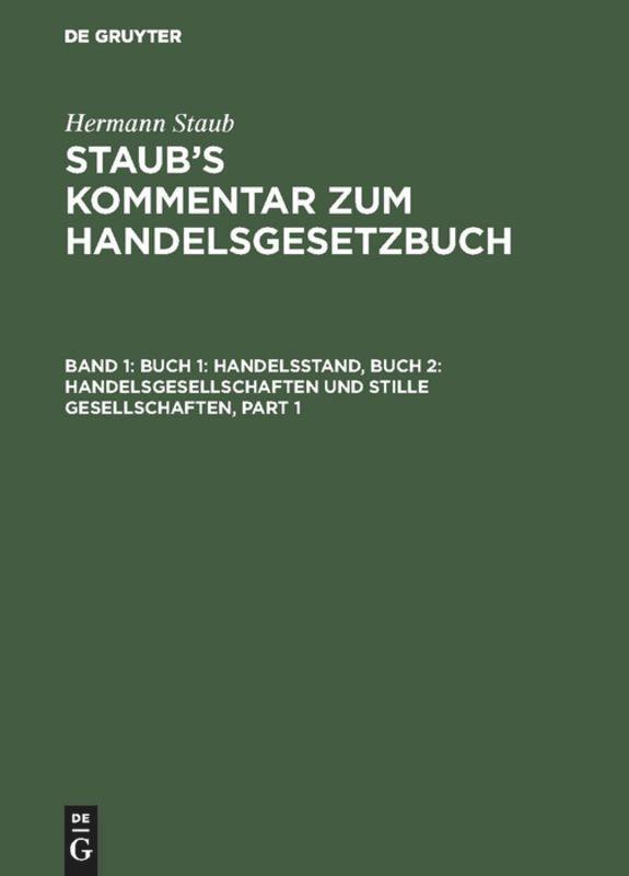 Buch 1: Handelsstand, Buch 2: Handelsgesellschaften und stille Gesellschaften