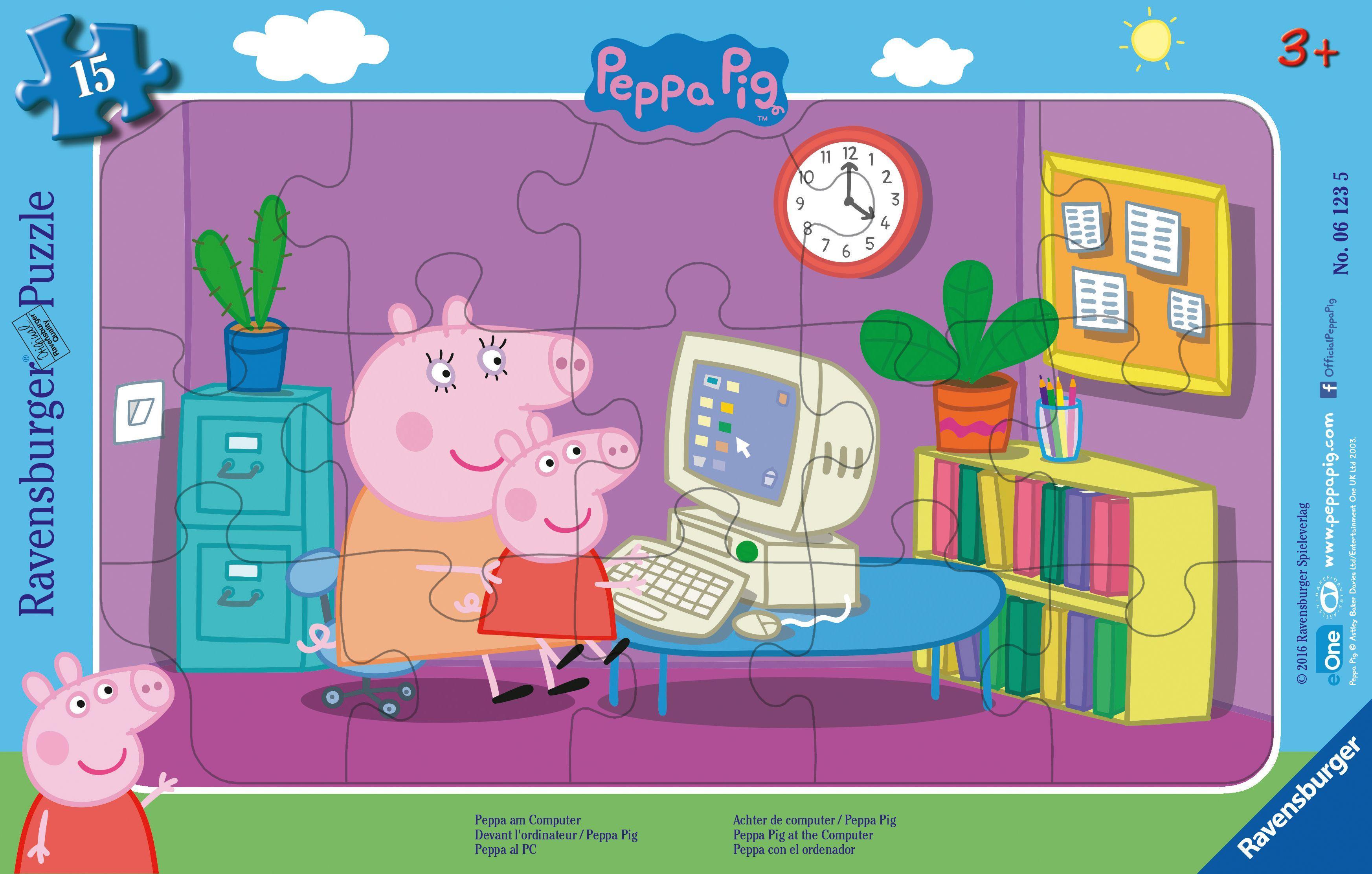 Peppa am Computer Rahmenpuzzles 15 Teile