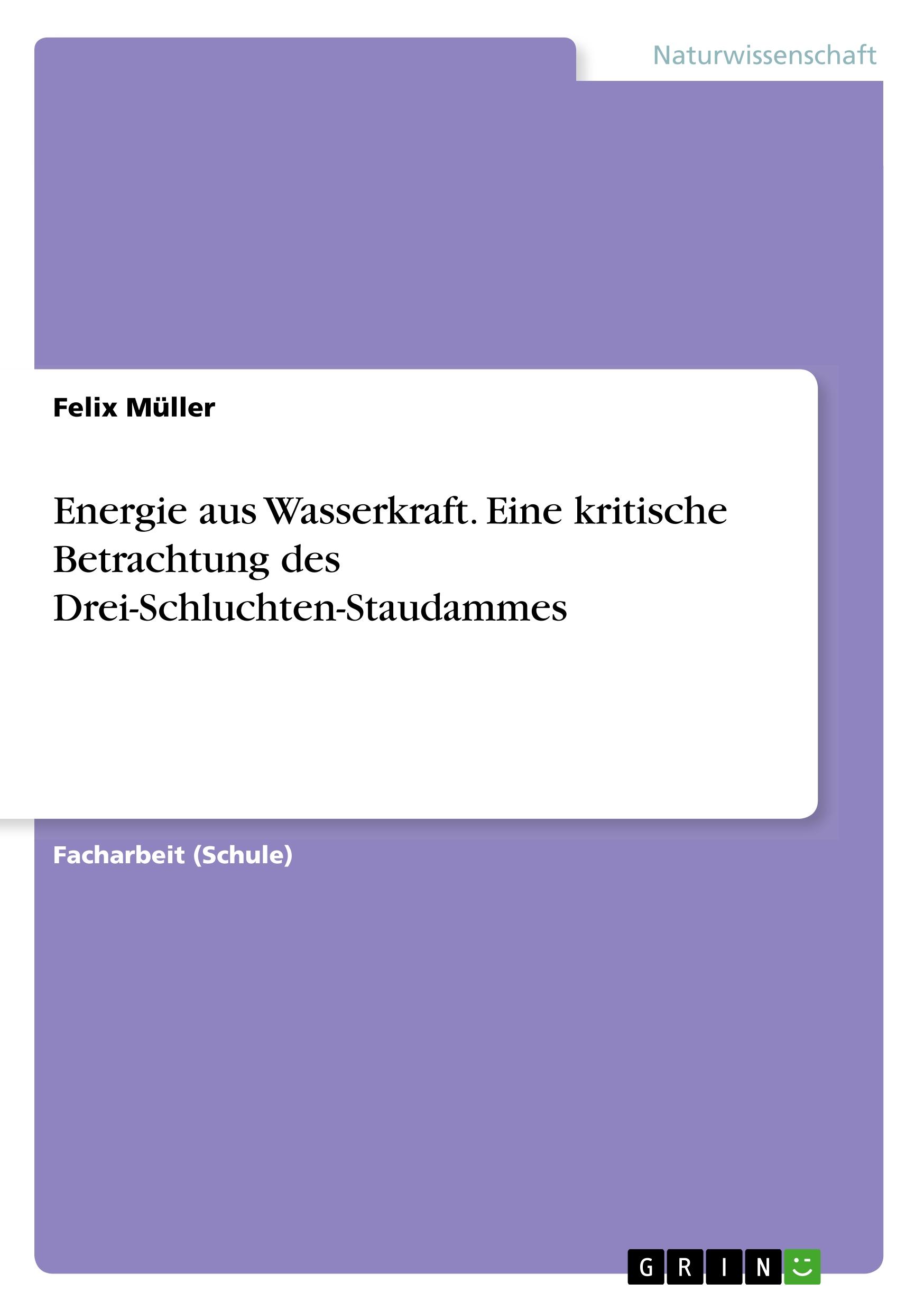 Energie aus Wasserkraft. Eine kritische Betrachtung des Drei-Schluchten-Staudammes