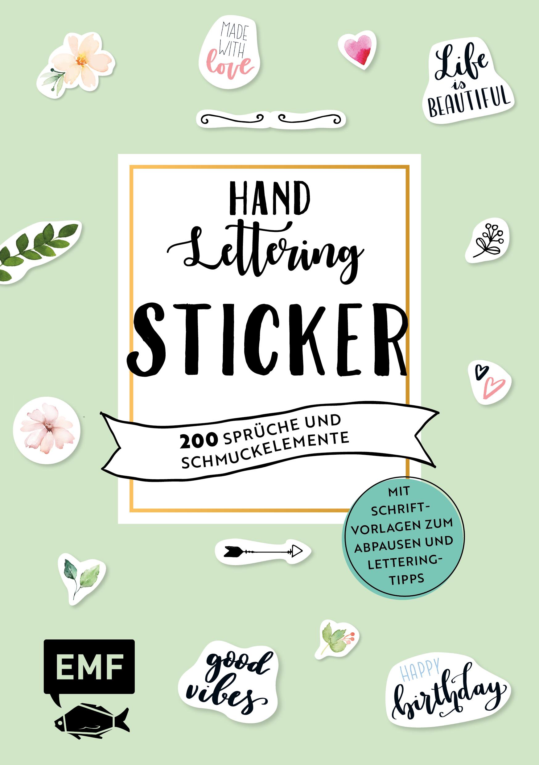 Handlettering-Sticker - 200 Sprüche und Schmuckelemente