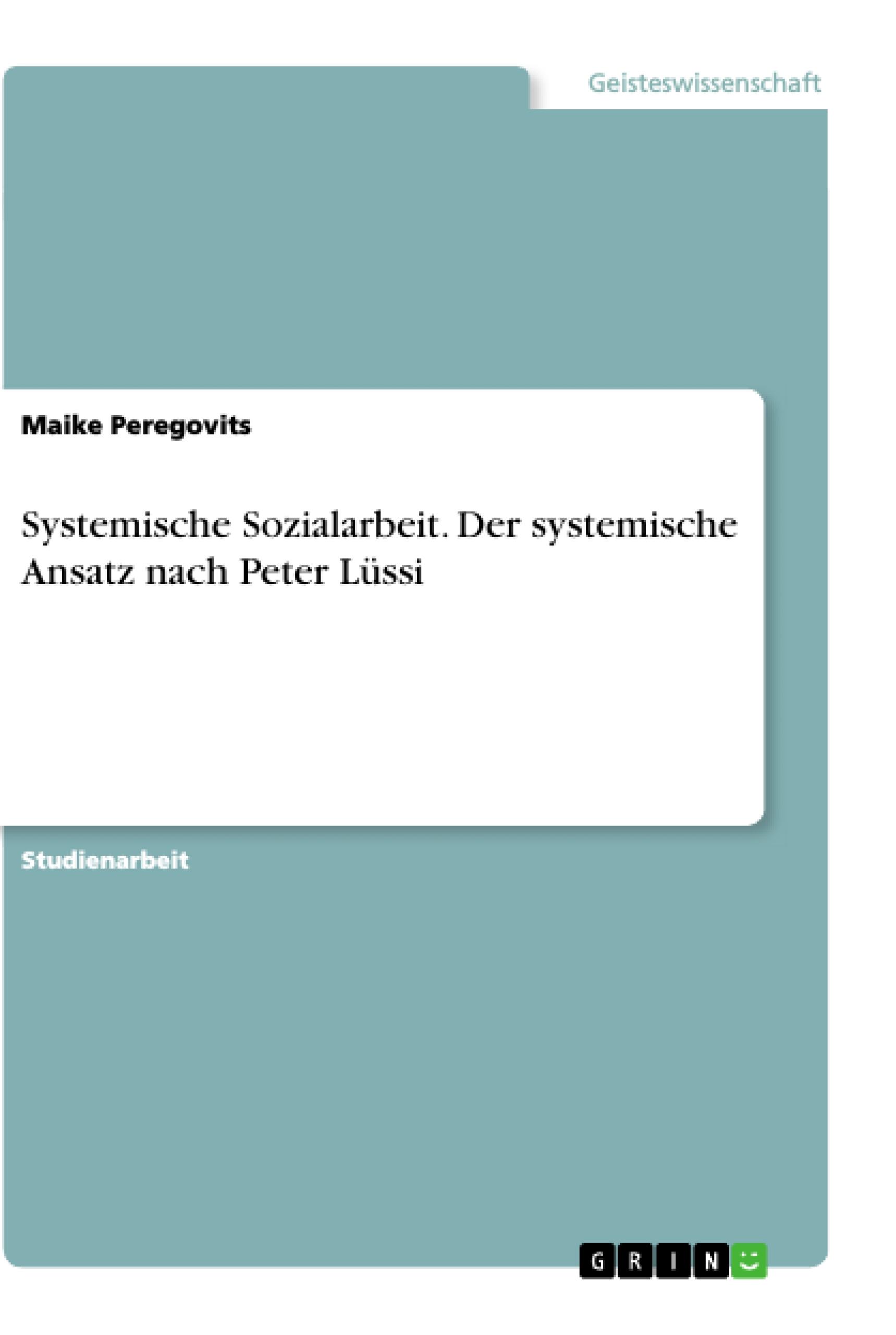 Systemische Sozialarbeit. Der systemische Ansatz nach Peter Lüssi