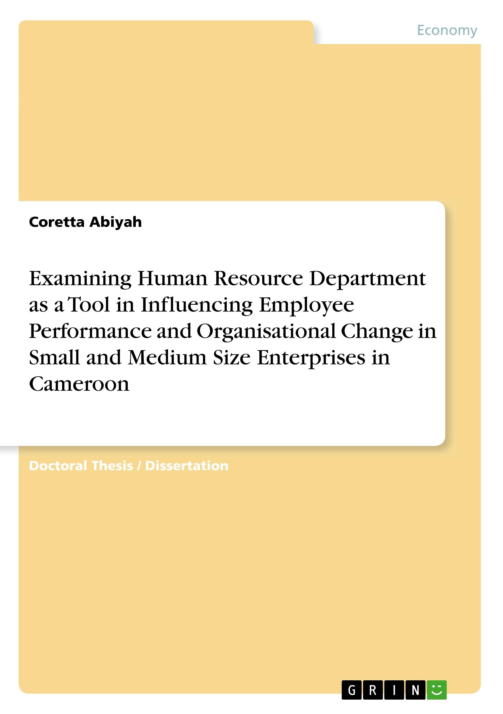 Examining Human Resource Department as a Tool in Influencing Employee Performance and Organisational Change in Small and Medium Size Enterprises in Cameroon