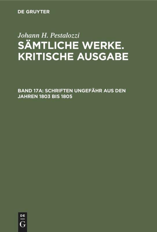 Schriften ungefähr aus den Jahren 1803 bis 1805