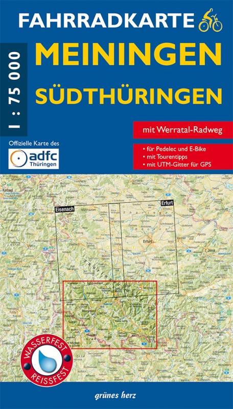 Meiningen Südthüringen Fahrradkarte 1 : 75 000