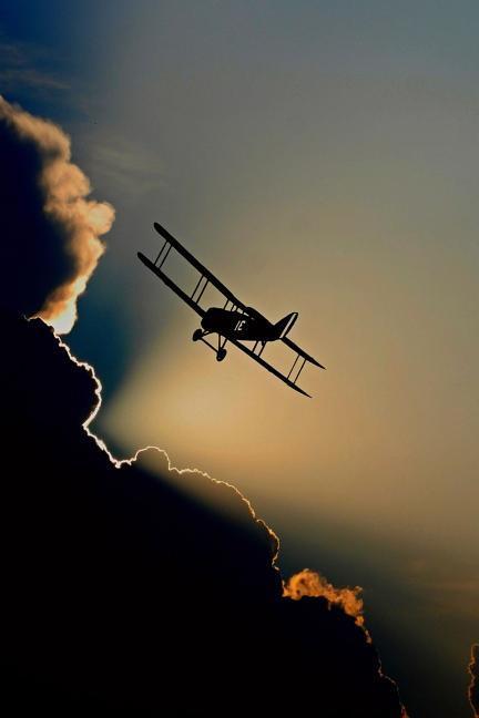 Biplane Silhouette: A Fixed-Wing Aircraft with Two Main Wings Stacked One Above the Other. the First Powered, Controlled Airplane to Fly,