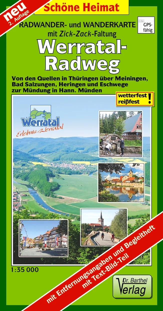 Werratal-Radweg 1:35 000 Radwanderkarte mit Zick-Zack-Faltung