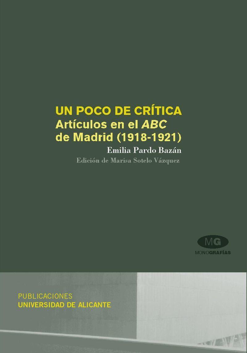 Un poco de crítica : artículos en el ABC de Madrid (1918-1921)