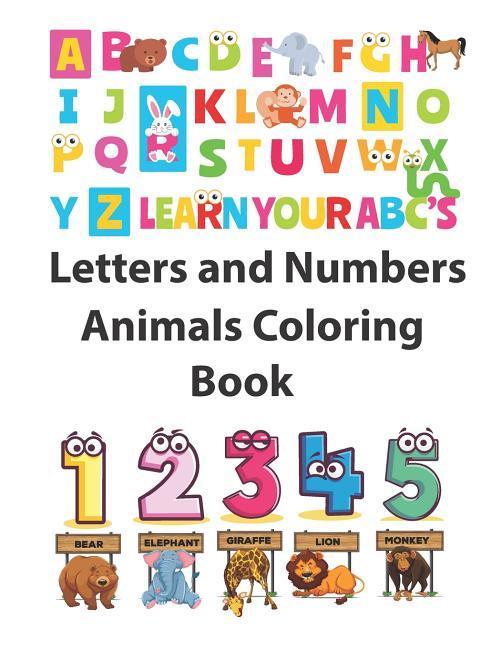 Letters and Numbers Animals Coloring Book