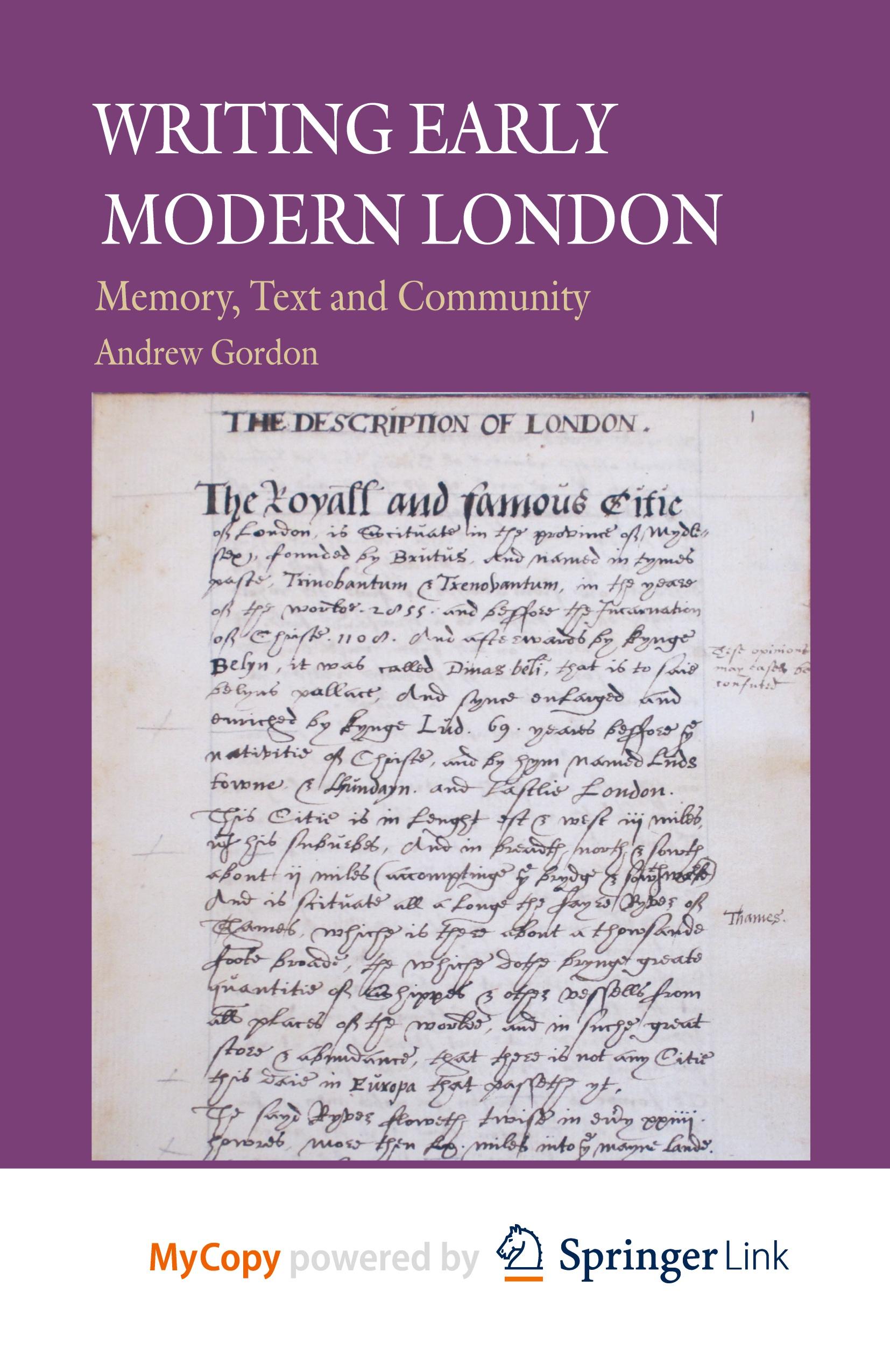 Writing Early Modern London