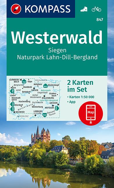 KOMPASS Wanderkarte Westerwald, Siegen, Naturpark Lahn-Dill-Bergland 1:50 000