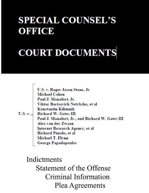 Special Counsel's Office Court Documents: April 2019