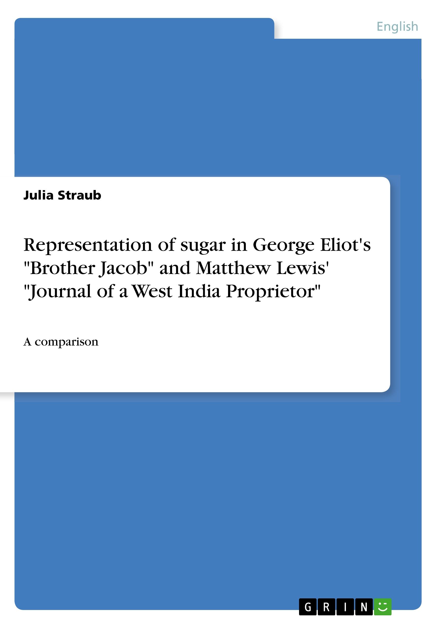 Representation of sugar in George Eliot's "Brother Jacob" and Matthew Lewis' "Journal of a West India Proprietor"