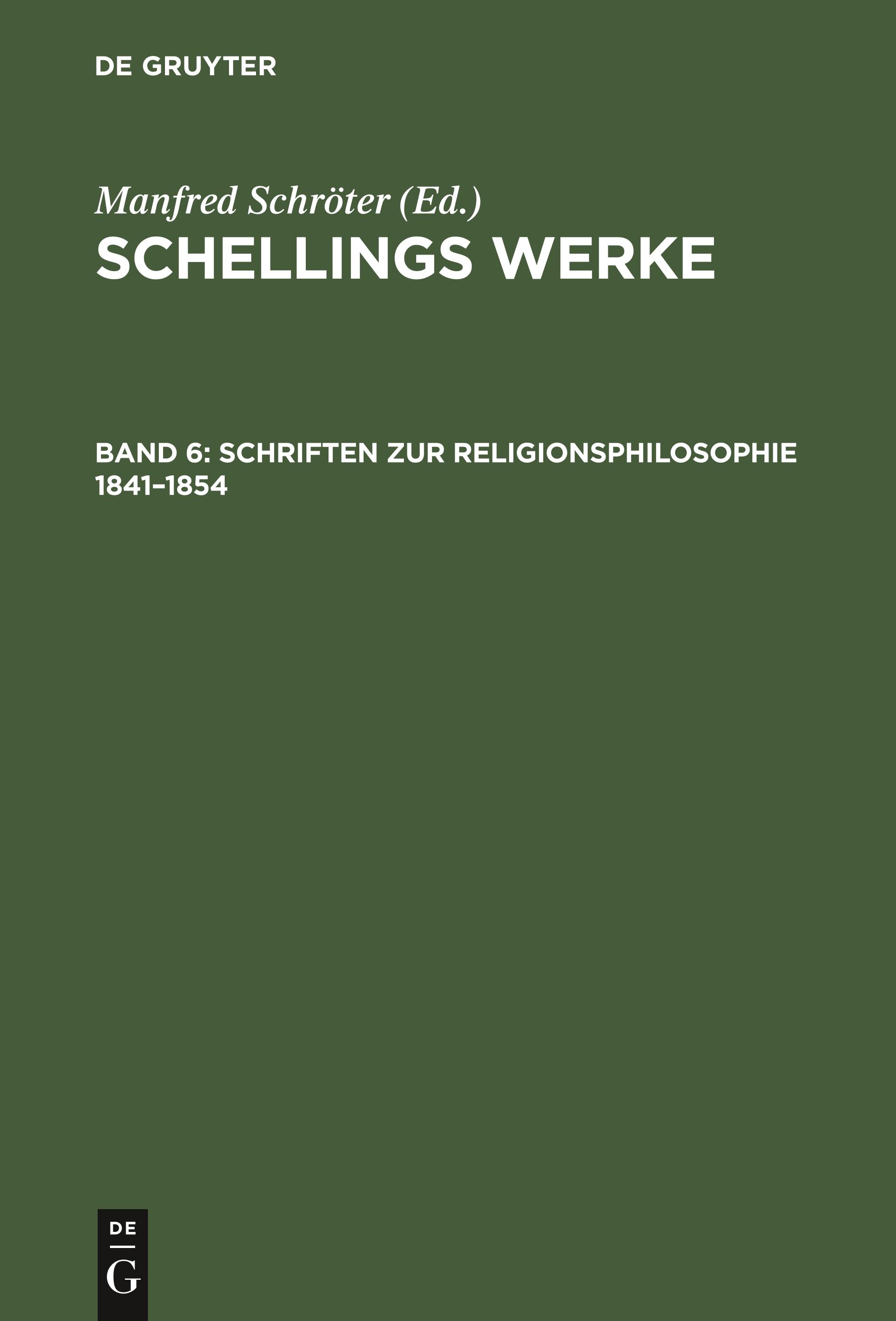 Schriften zur Religionsphilosophie 1841¿1854