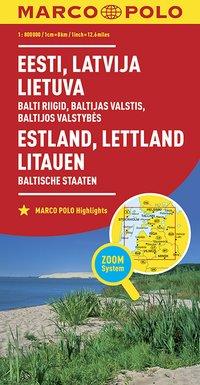 MARCO POLO Länderkarte Estland, Lettland, Litauen, Baltische Staaten 1: 800 000