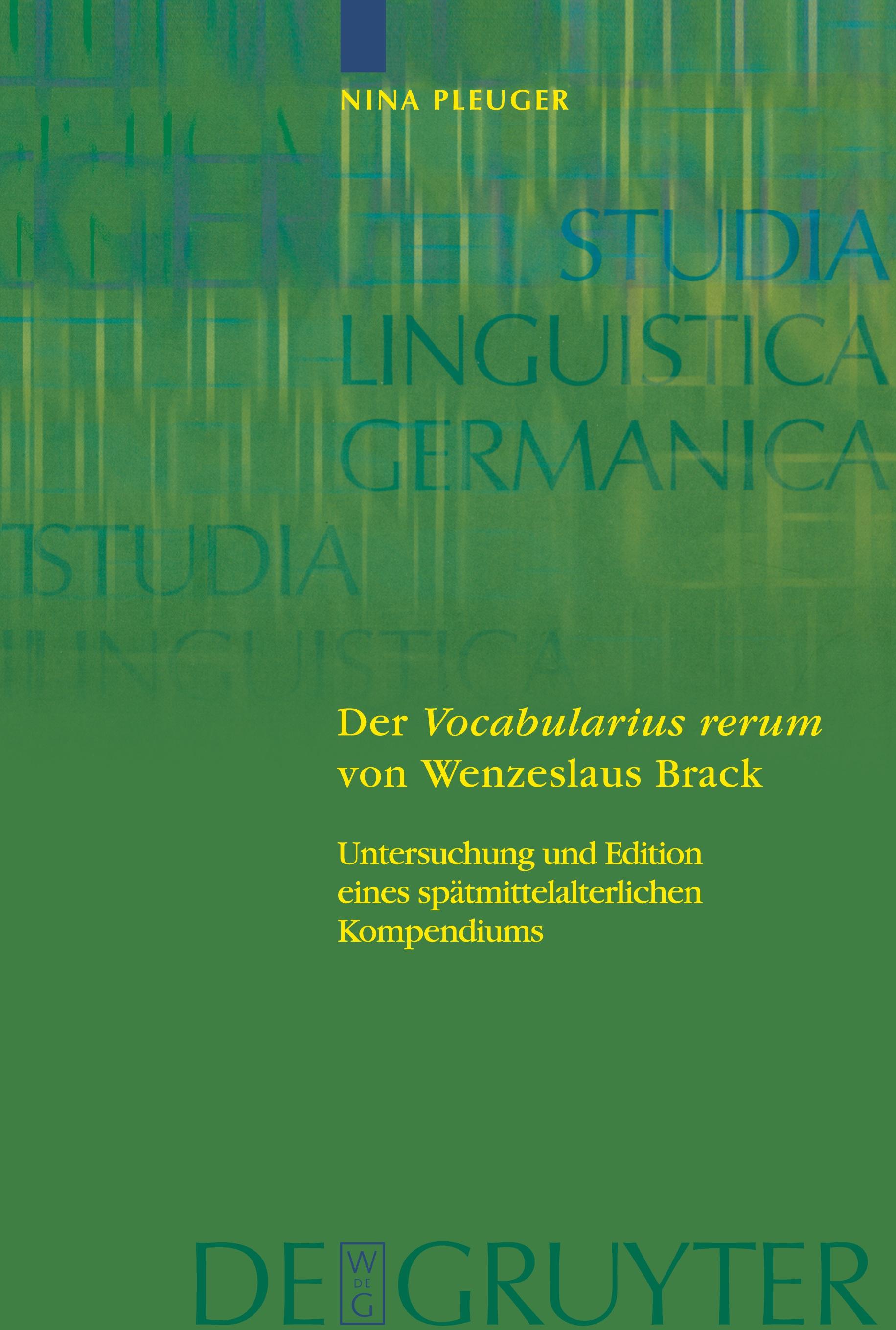 Der 'Vocabularius rerum' von Wenzeslaus Brack