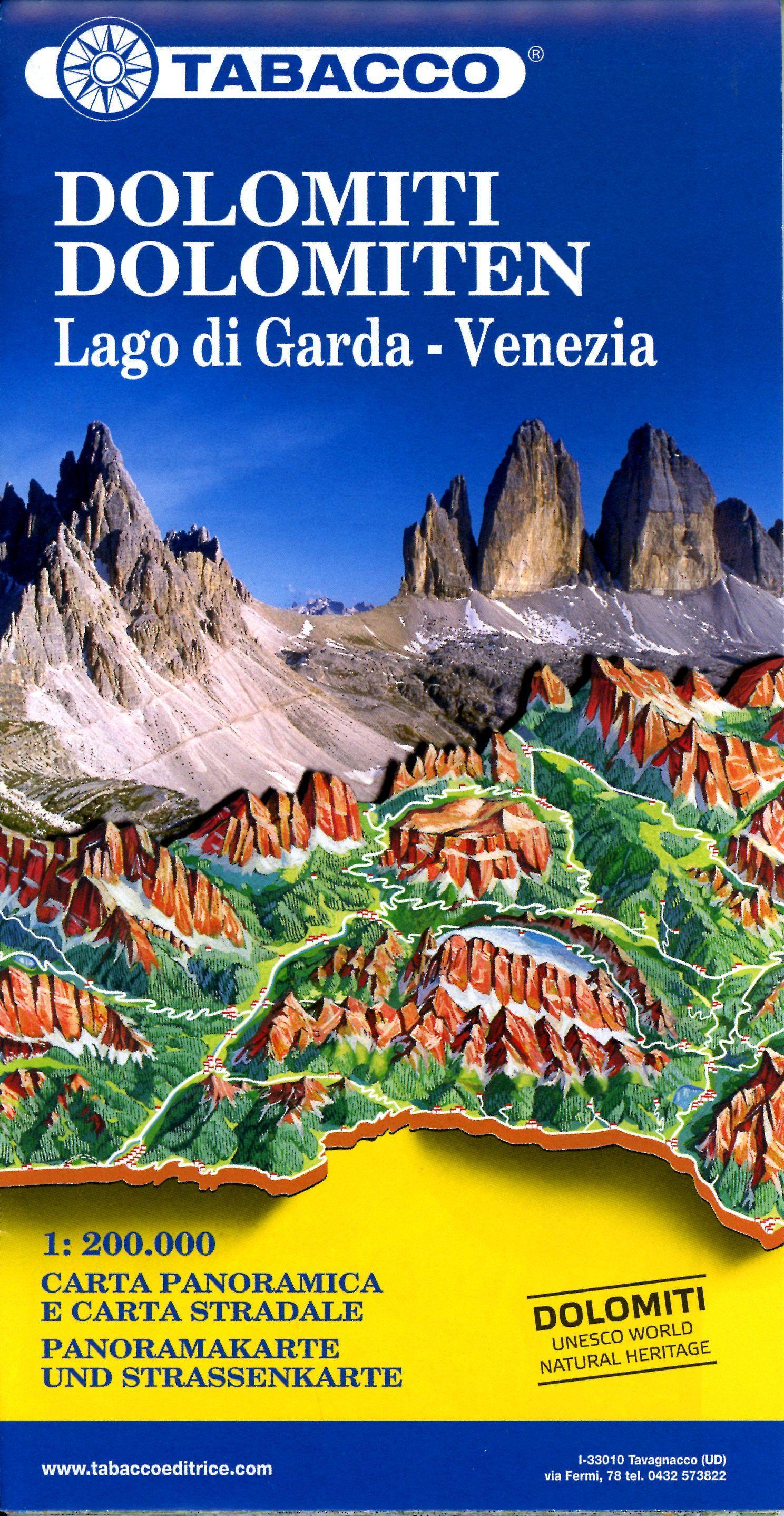 Dolomiti / Dolomiten Road Panoramic Map 1 : 200 000