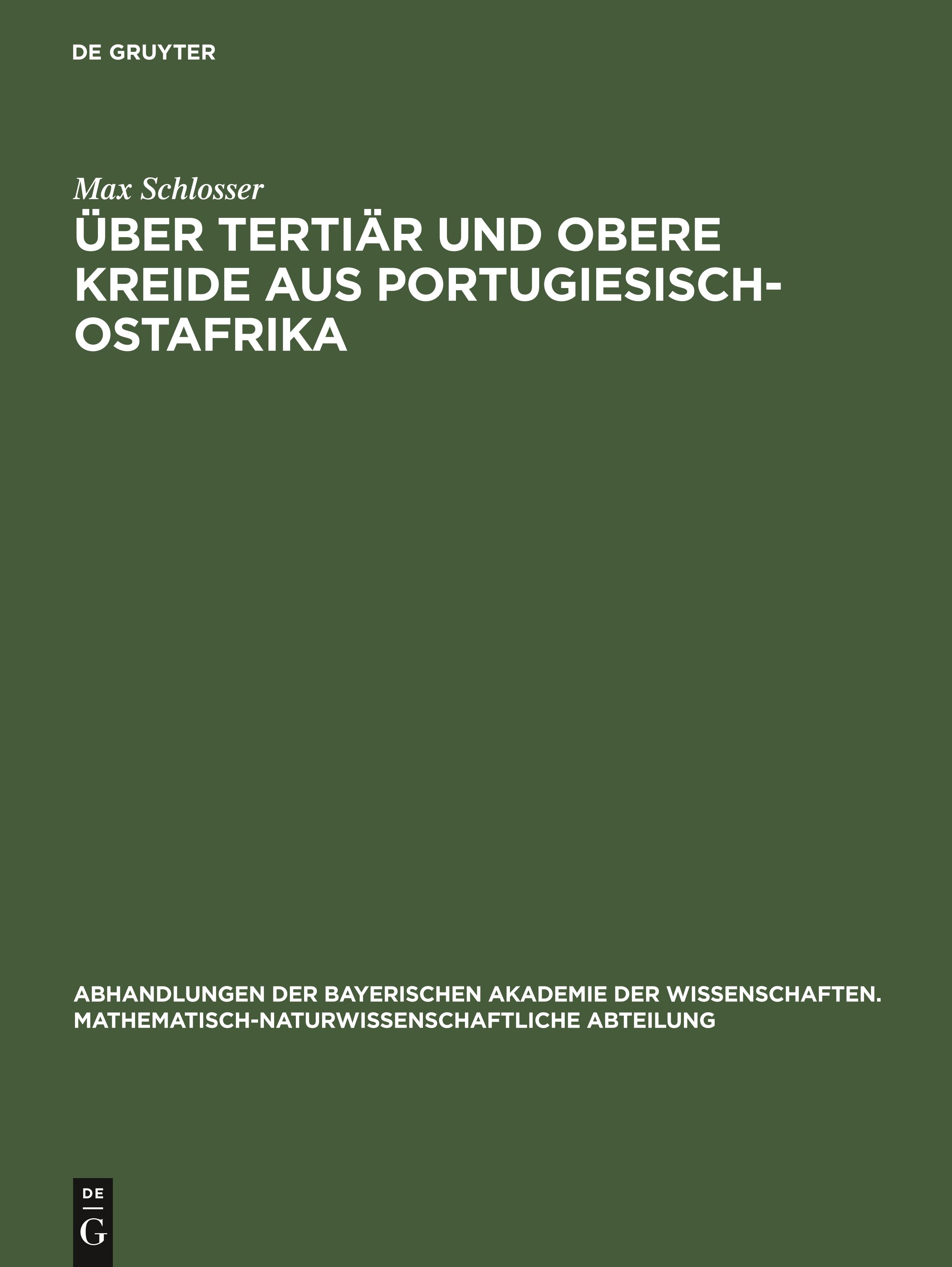 Über Tertiär und obere Kreide aus Portugiesisch-Ostafrika