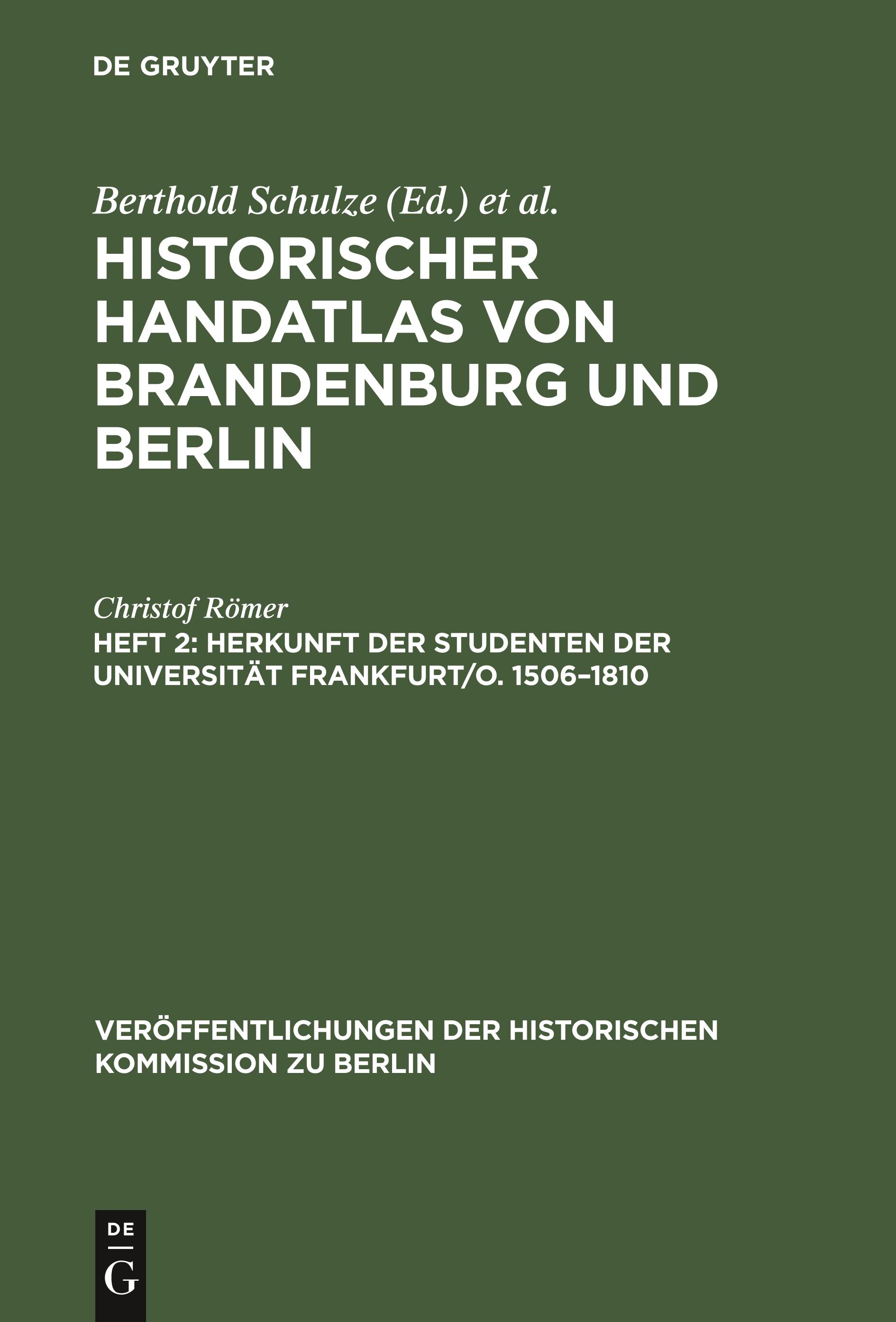 Herkunft der Studenten der Universität Frankfurt/O. 1506¿1810