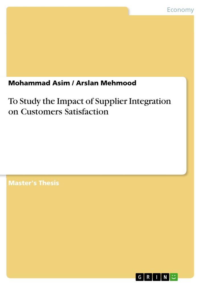 To Study the Impact of Supplier Integration on Customers Satisfaction