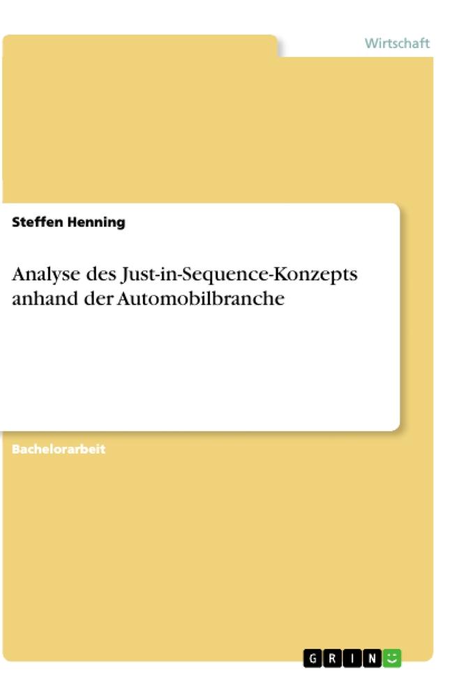 Analyse des Just-in-Sequence-Konzepts anhand der Automobilbranche