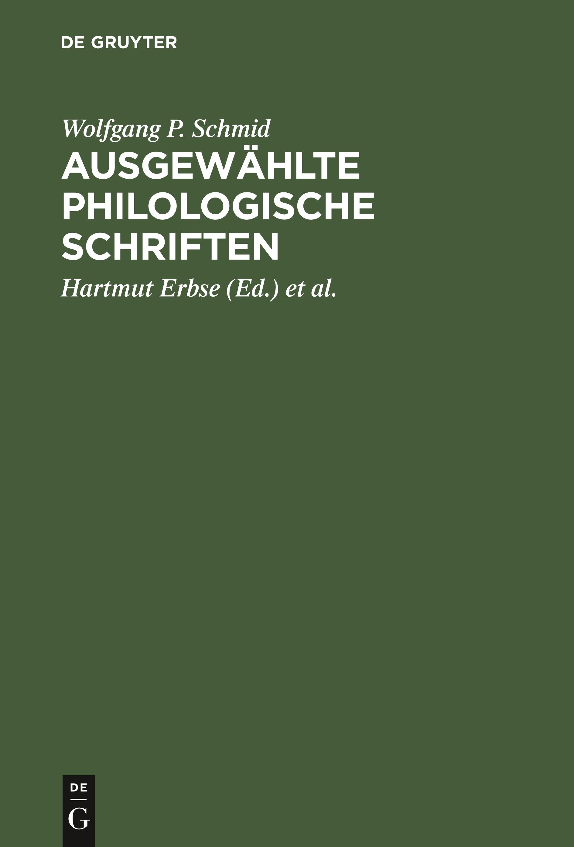 Ausgewählte philologische Schriften