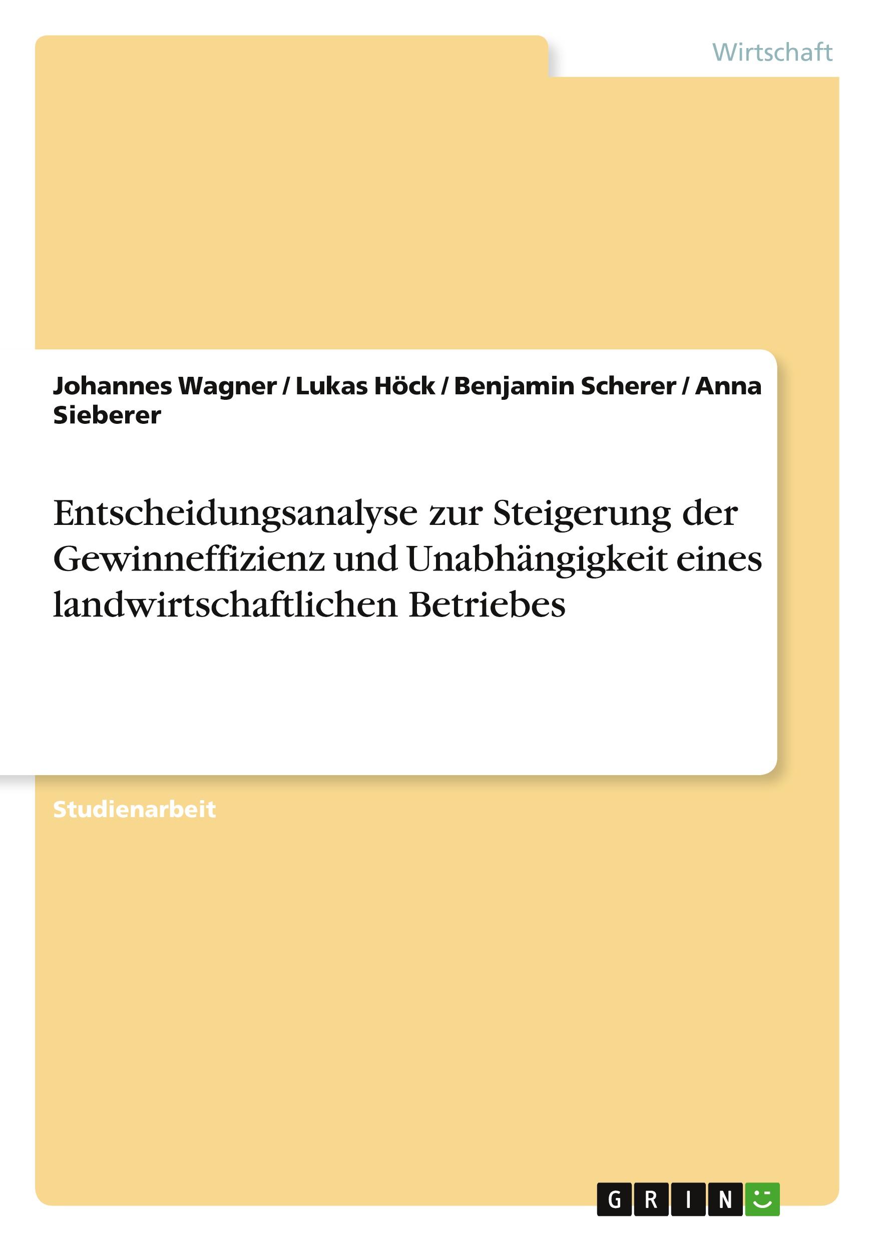 Entscheidungsanalyse zur Steigerung der Gewinneffizienz und Unabhängigkeit eines landwirtschaftlichen Betriebes