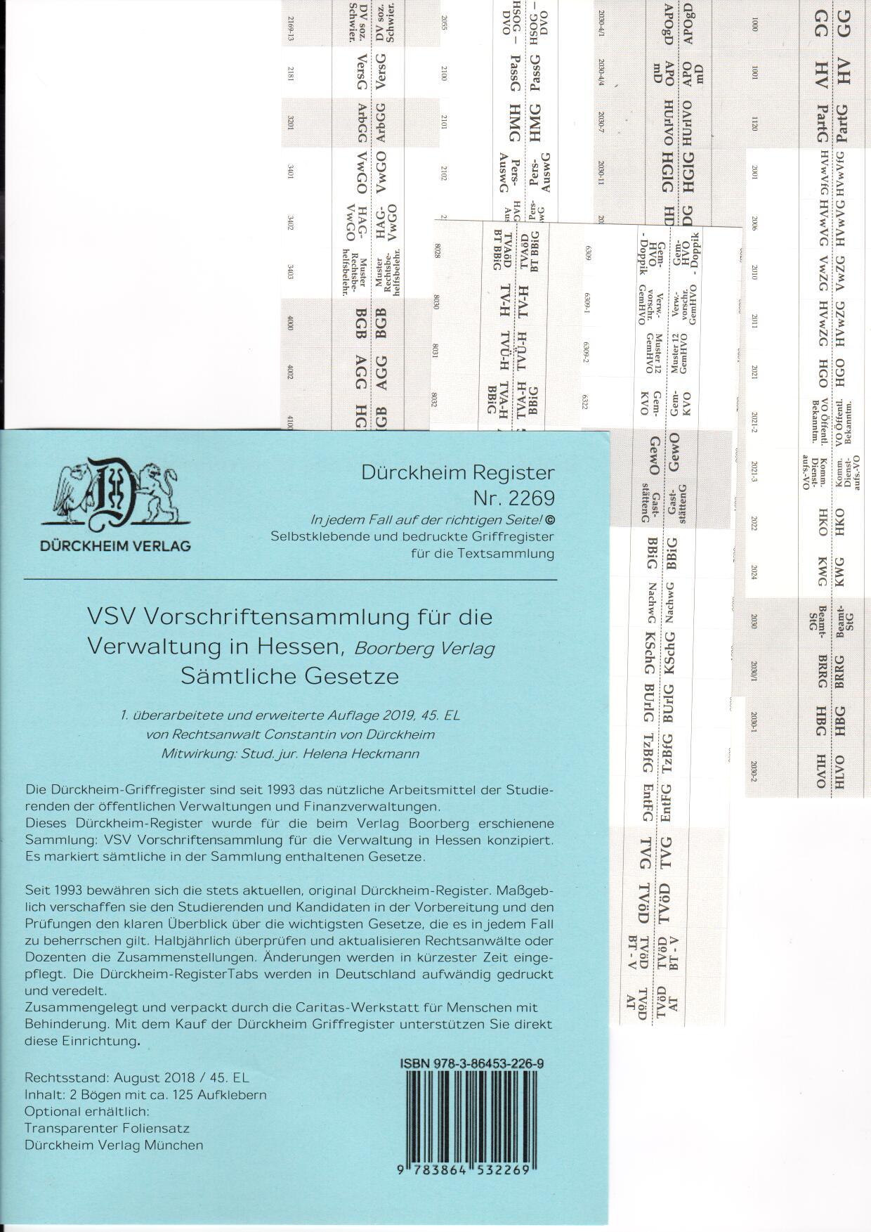 DürckheimRegister® VSV HESSEN (2019), BOORBERG Verlag