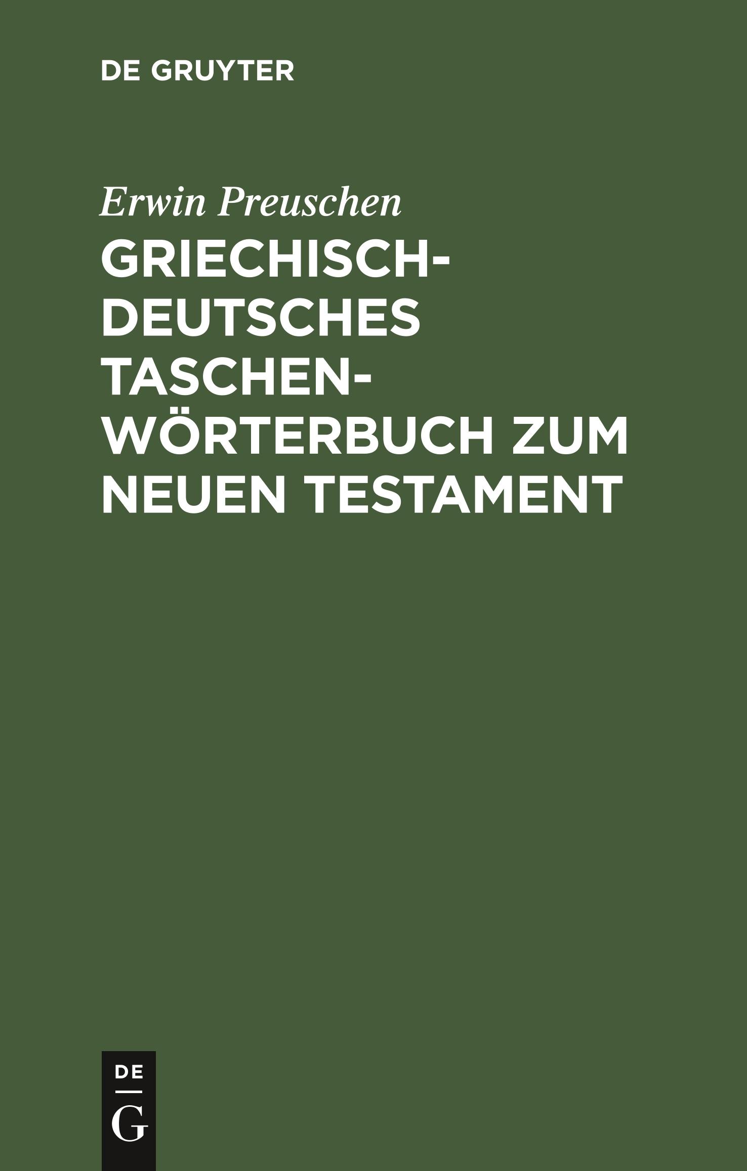 Griechisch-deutsches Taschenwörterbuch zum Neuen Testament