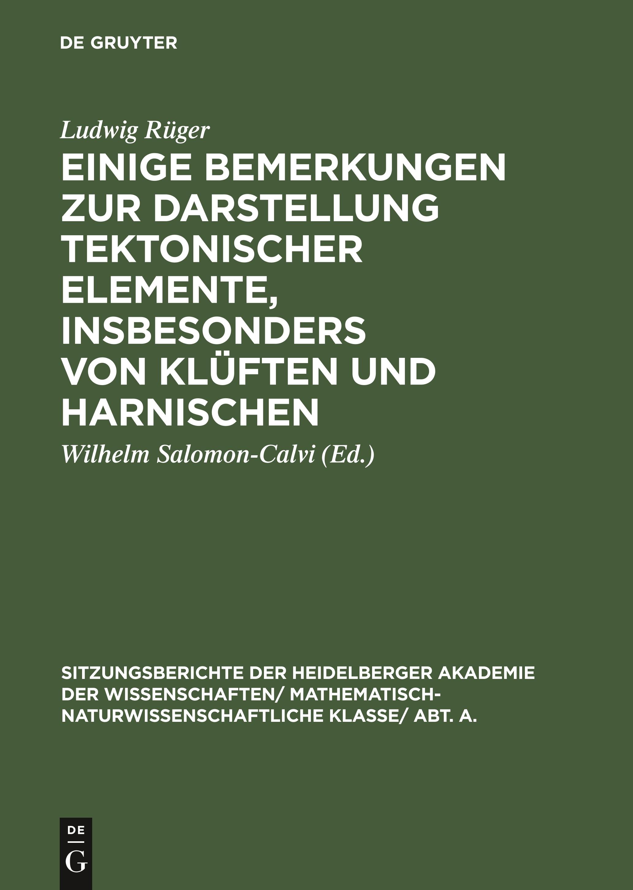 Einige Bemerkungen zur Darstellung tektonischer Elemente, insbesonders von Klüften und Harnischen