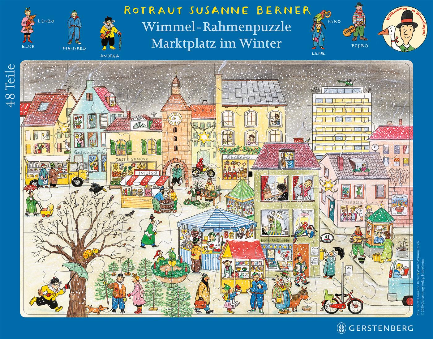 Wimmel-Rahmenpuzzle Winter Motiv Marktplatz 48 Teile