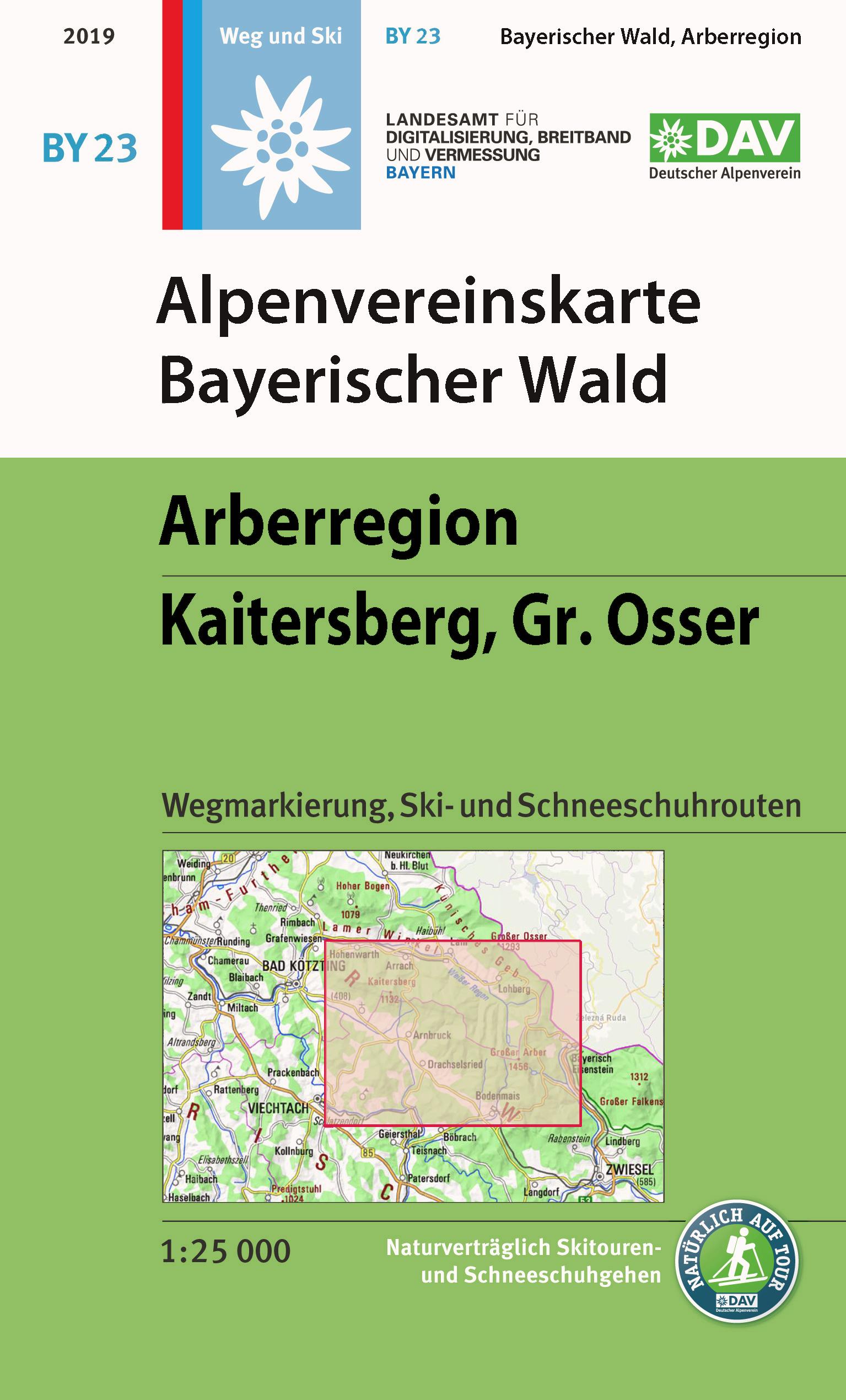 Alpenvereinskarte Bayerischer Wald, Arberregion, Kaitersberg, Osser 1:25 000