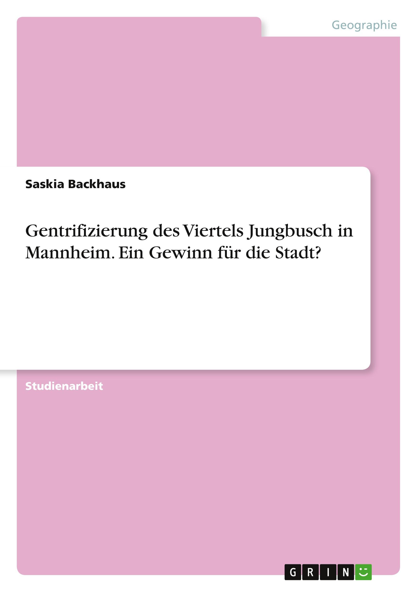 Gentrifizierung des Viertels Jungbusch in Mannheim. Ein Gewinn für die Stadt?