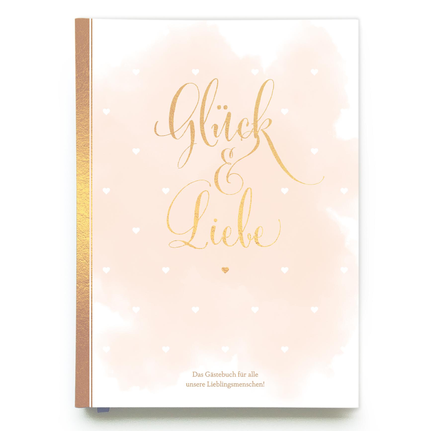 Gästebuch Hochzeit in Gold| Hochzeitsbuch für Gäste mit Gold-Veredelung | Hardcover, 128 Seiten mit Leseband | Gästebuch Hochzeit mit Fragen