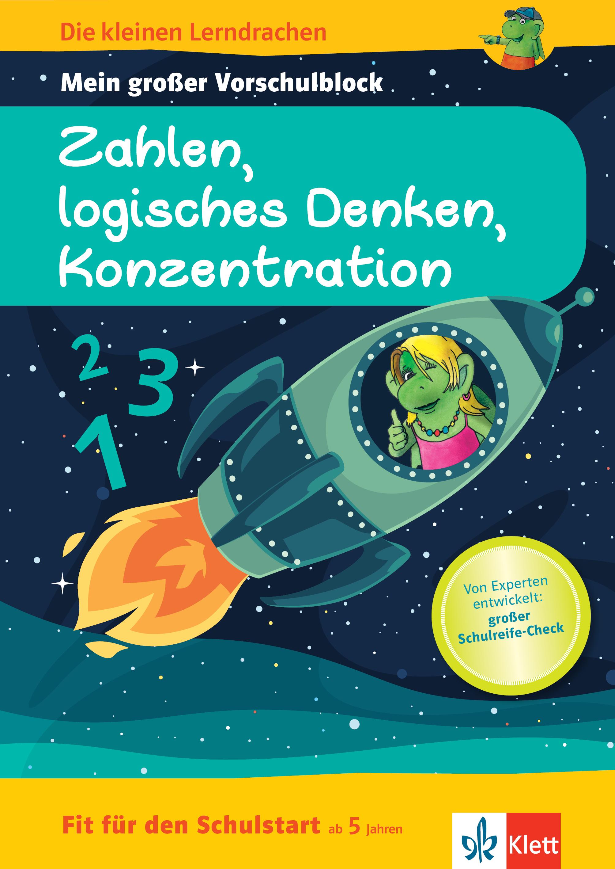 Die kleinen Lerndrachen: Fit für den Schulstart: Mein großer Vorschulblock Zahlen, logisches Denken, Konzentration