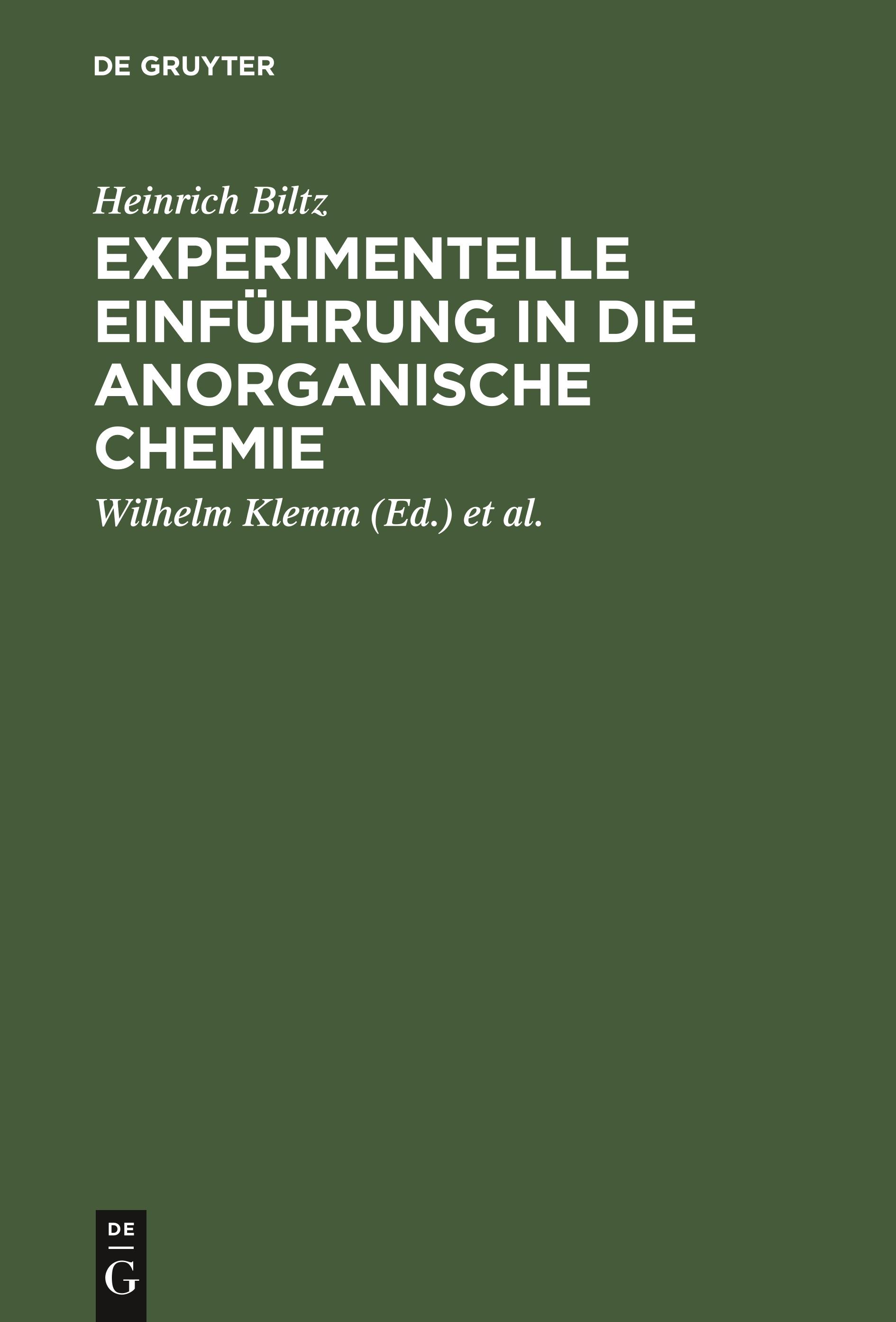 Experimentelle Einführung in die anorganische Chemie