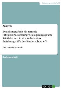 Beziehungsarbeit als zentrale Erfolgsvoraussetzung? Sozialpädagogische Wirkfaktoren in der ambulanten Erziehungshilfe des Kinderschutz e.V.