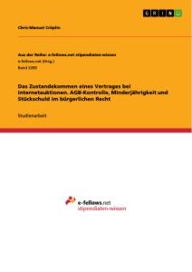 Das Zustandekommen eines Vertrages bei Internetauktionen. AGB-Kontrolle, Minderjährigkeit und Stückschuld im bürgerlichen Recht