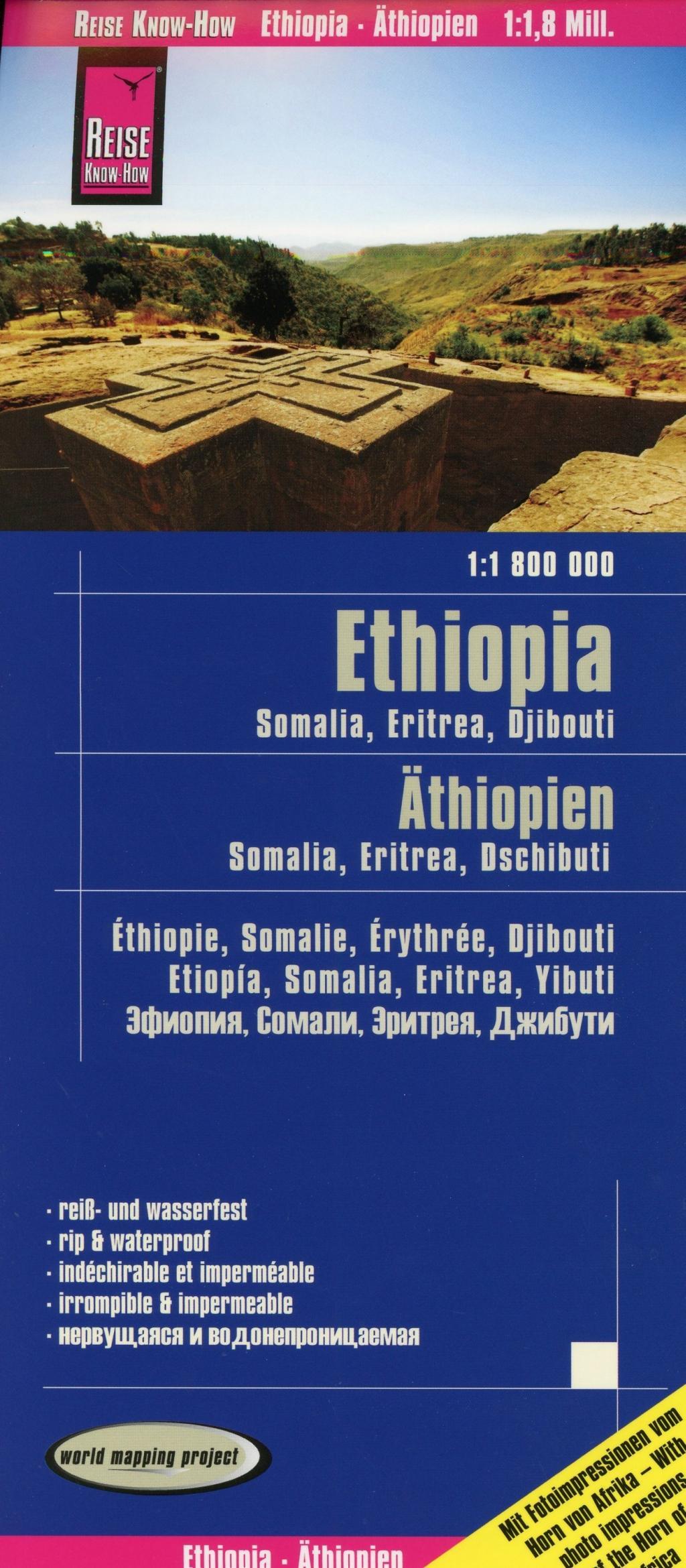 Reise Know-How Landkarte Äthiopien, Somalia, Eritrea, Dschibuti / Ethiopia, Somalia, Djibouti, Eritrea (1:1.800.000)