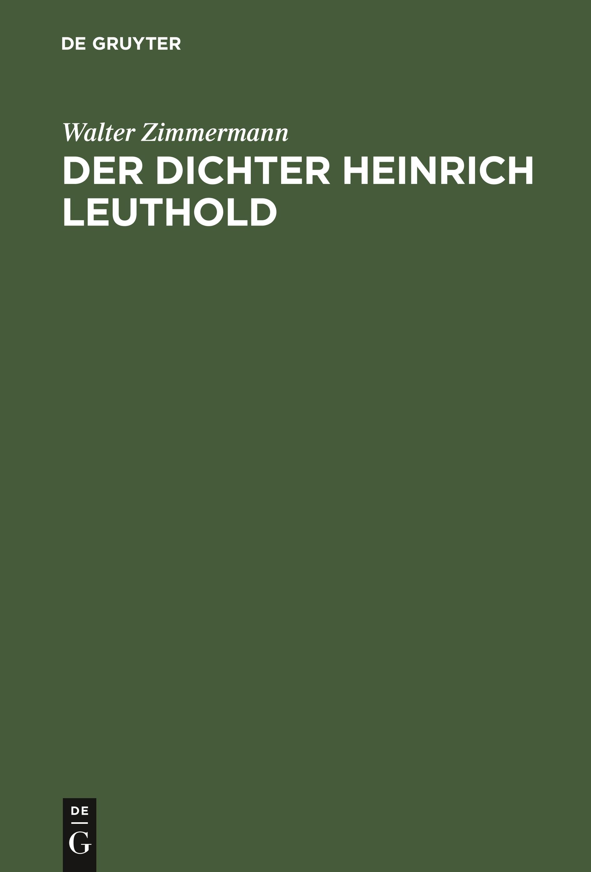 Der Dichter Heinrich Leuthold