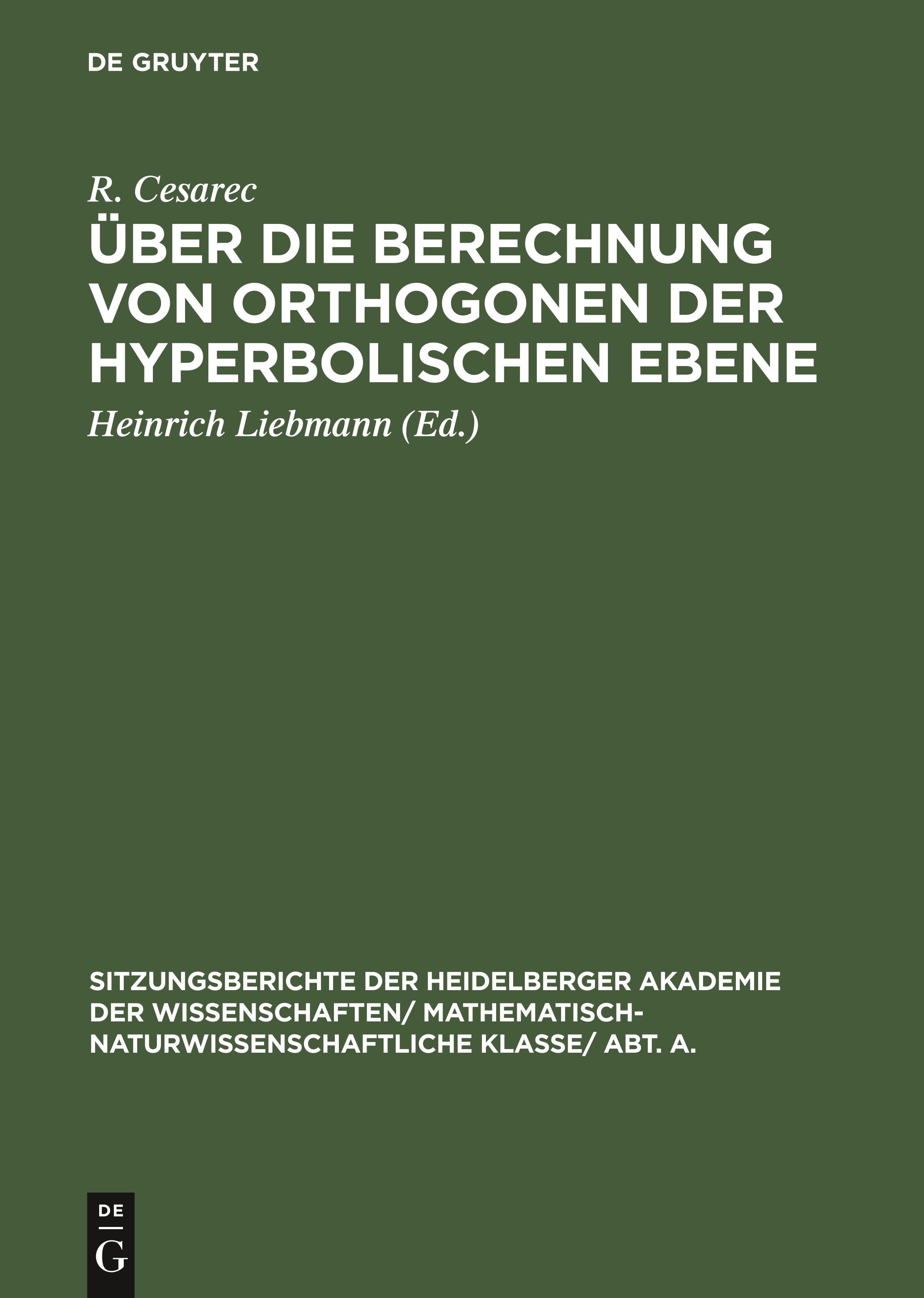 Über die Berechnung von Orthogonen der hyperbolischen Ebene