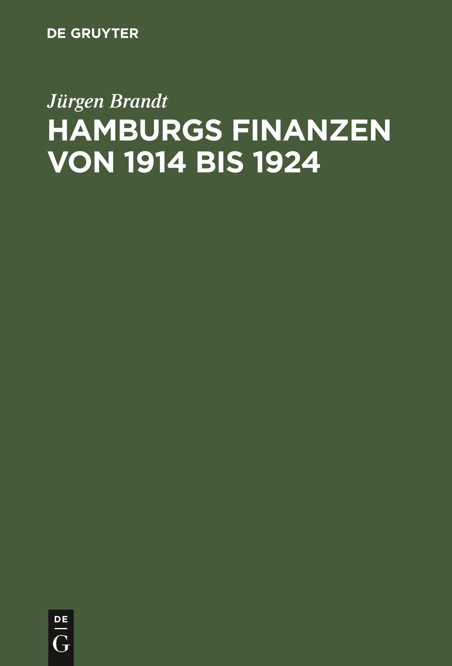 Hamburgs Finanzen von 1914 bis 1924