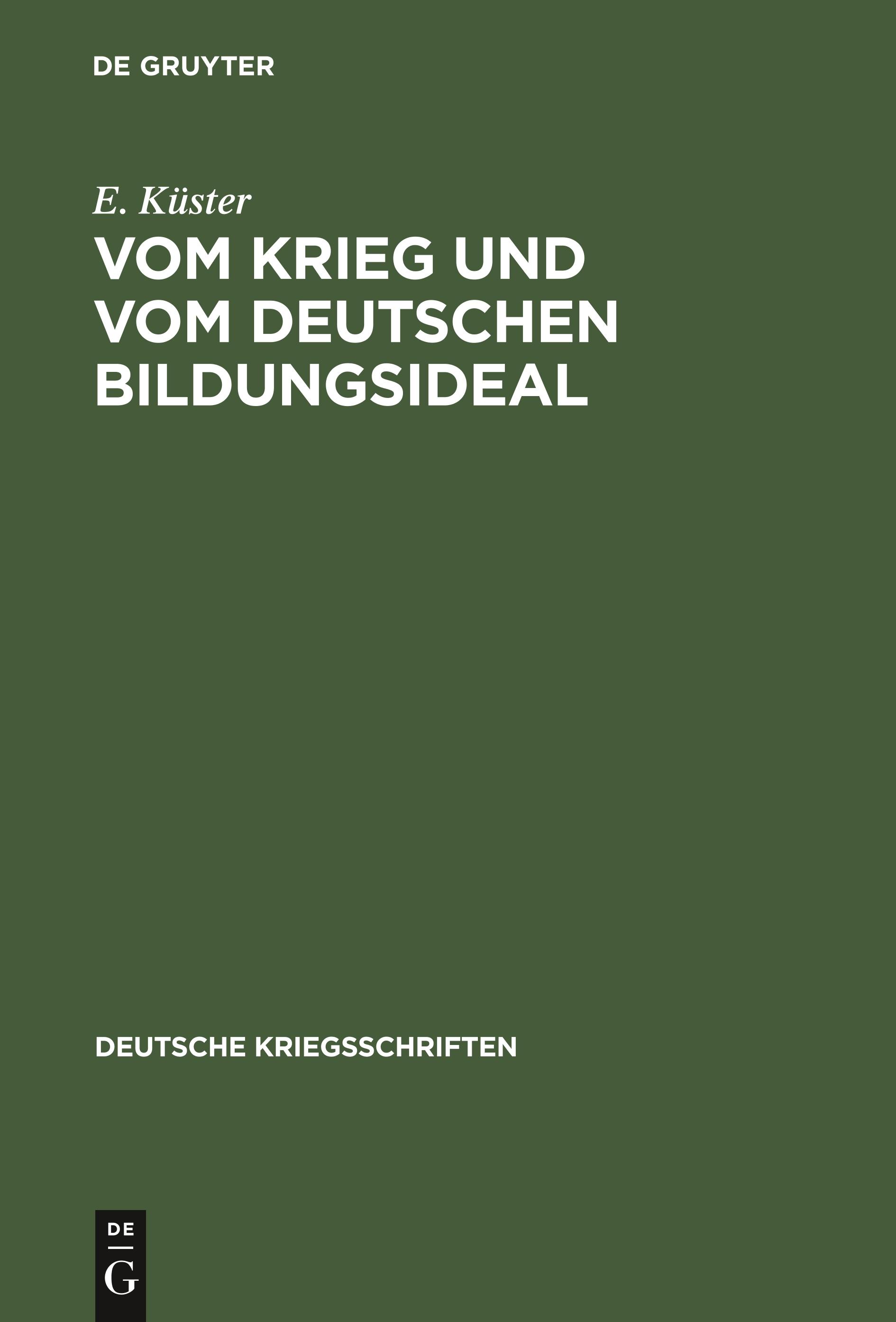 Vom Krieg und vom deutschen Bildungsideal