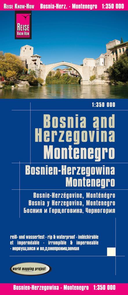 Reise Know-How Landkarte Bosnien-Herzegowina, Montenegro / Bosnia and Herzegovina, Montenegro 1:350.000