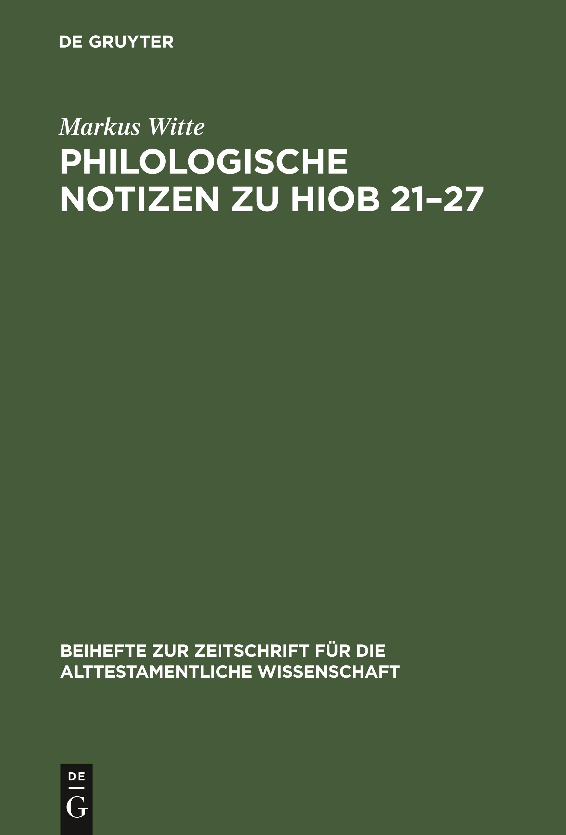 Philologische Notizen zu Hiob 21¿27