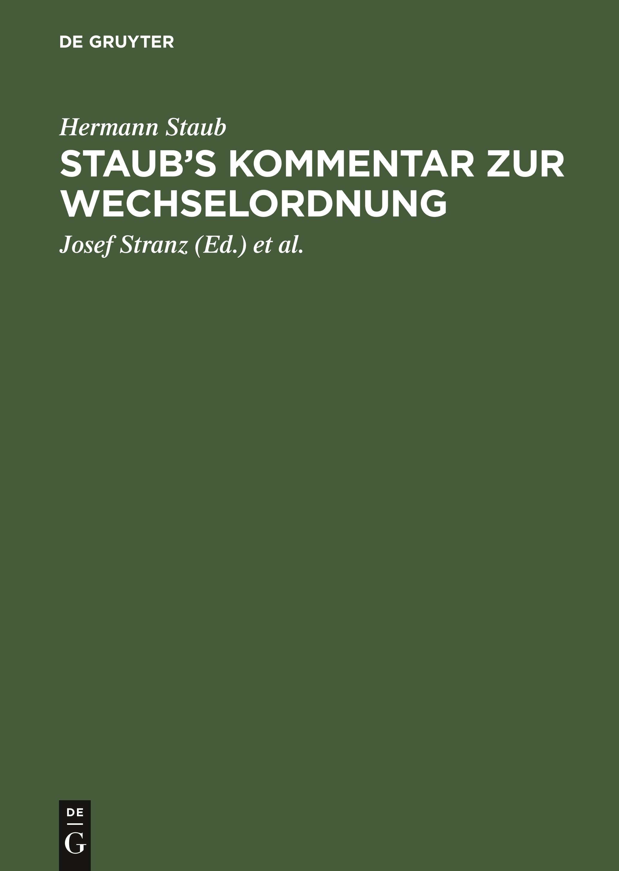 Staub¿s Kommentar zur Wechselordnung