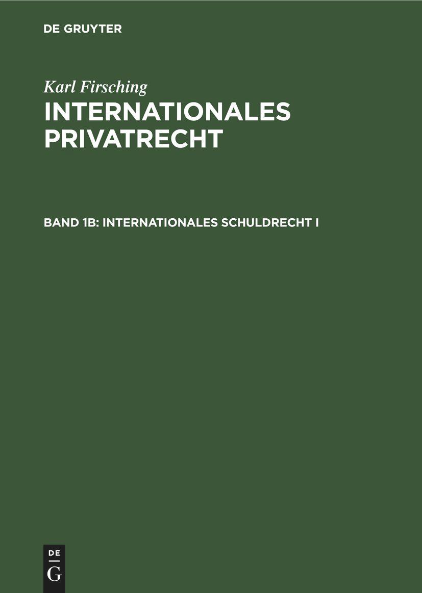 Internationales Schuldrecht I